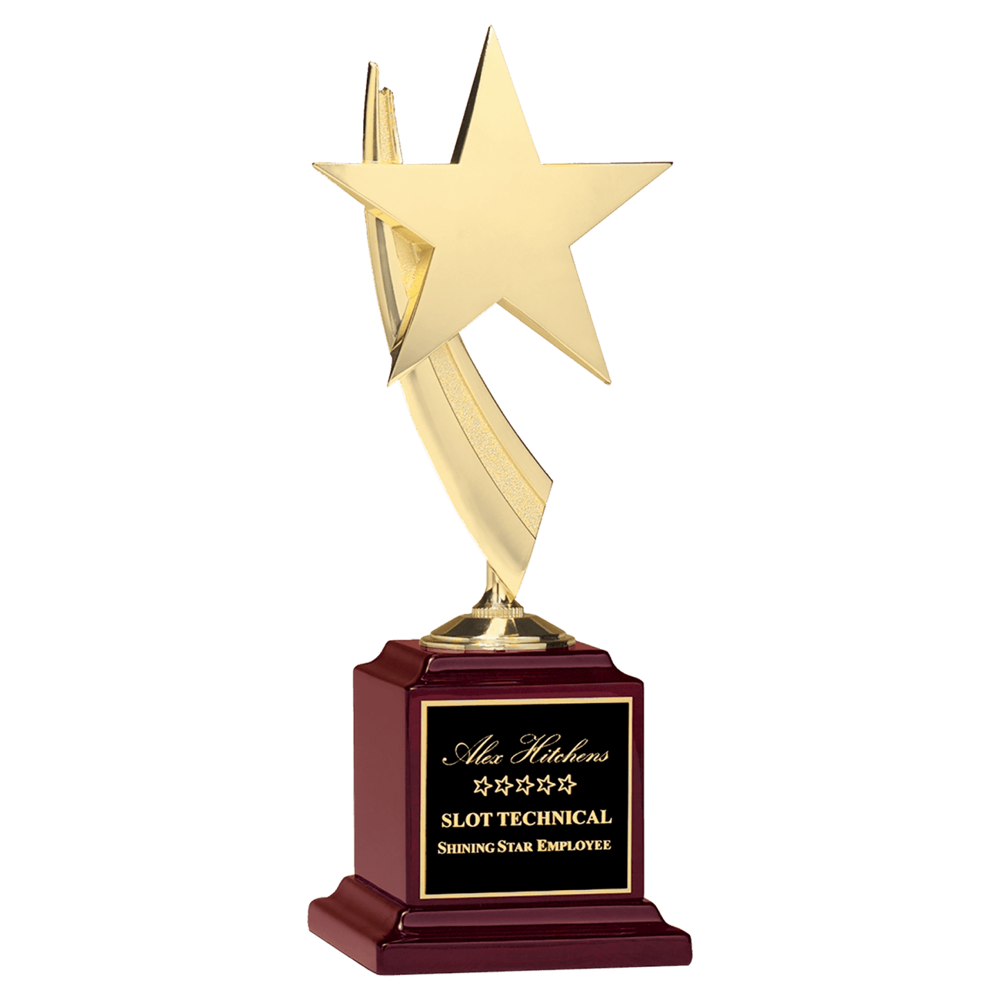 13" Star Casting in Goldtone Finish on Rosewood Piano Finish Base
