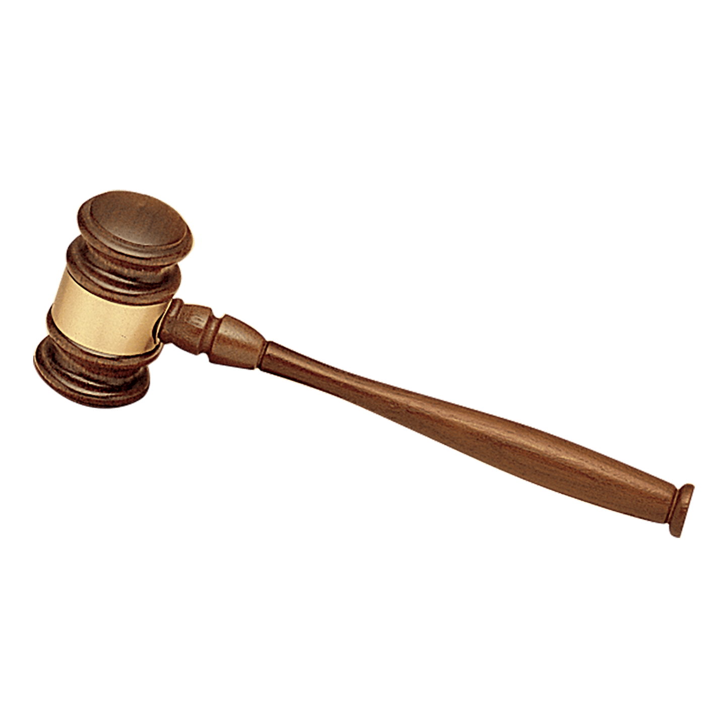 Wooden gavel with gold band, 9.75 inches