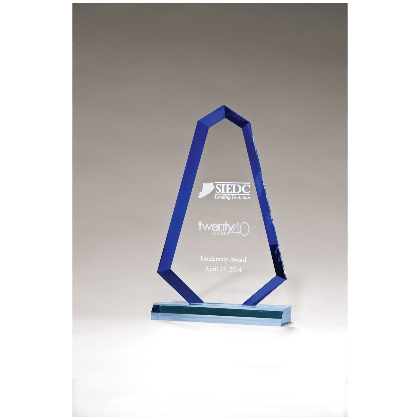 Flame Series Clear Acrylic Award with Blue Accented Bevel - 7" x 10 ¾"
