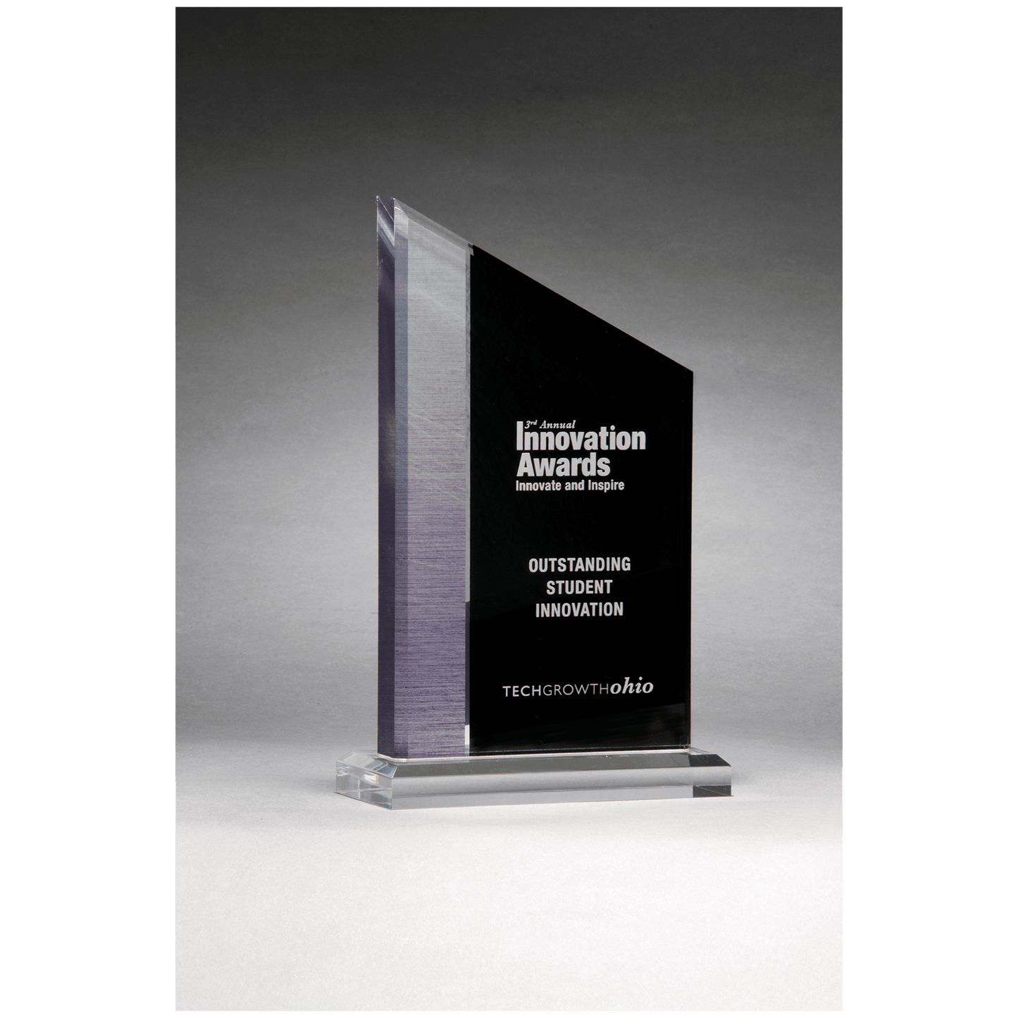 Brushed Silver Accent Upright Acrylic Award - 6" x 10"