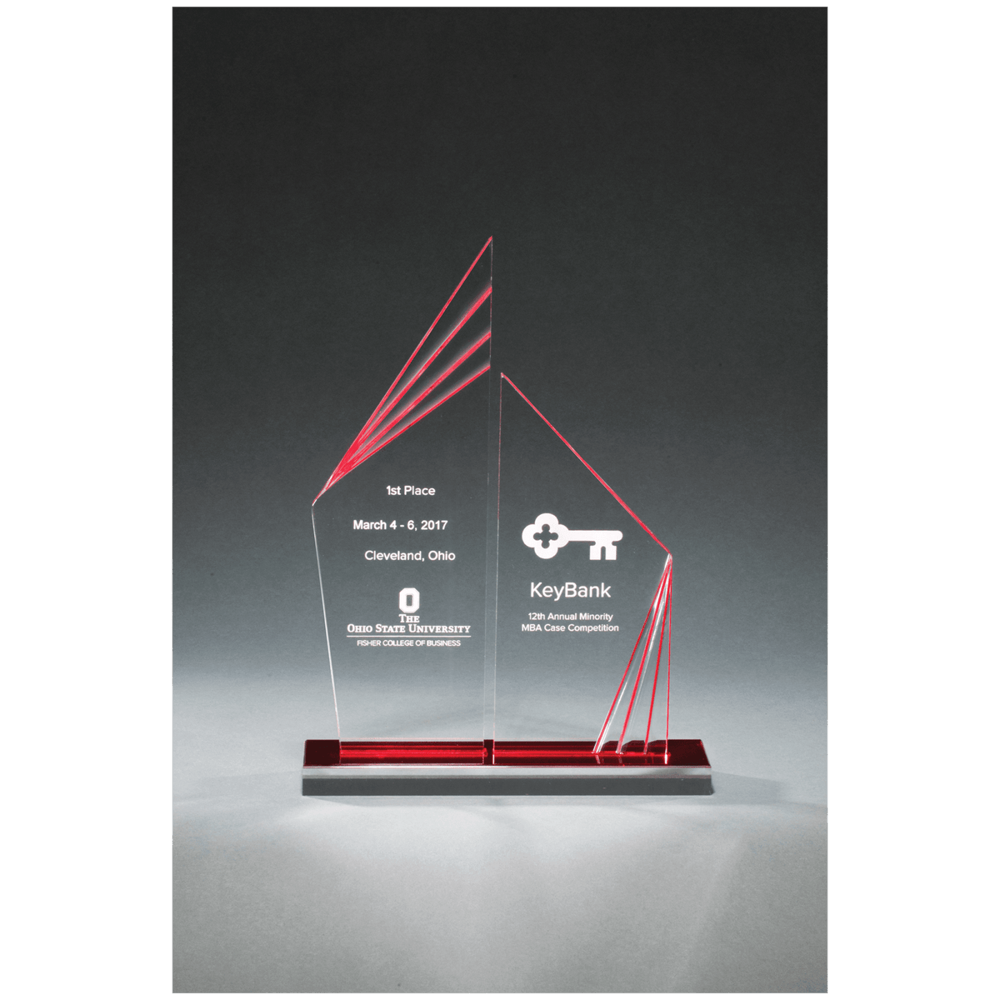 Double Zenith Acrylic Award with Red Mirror Base