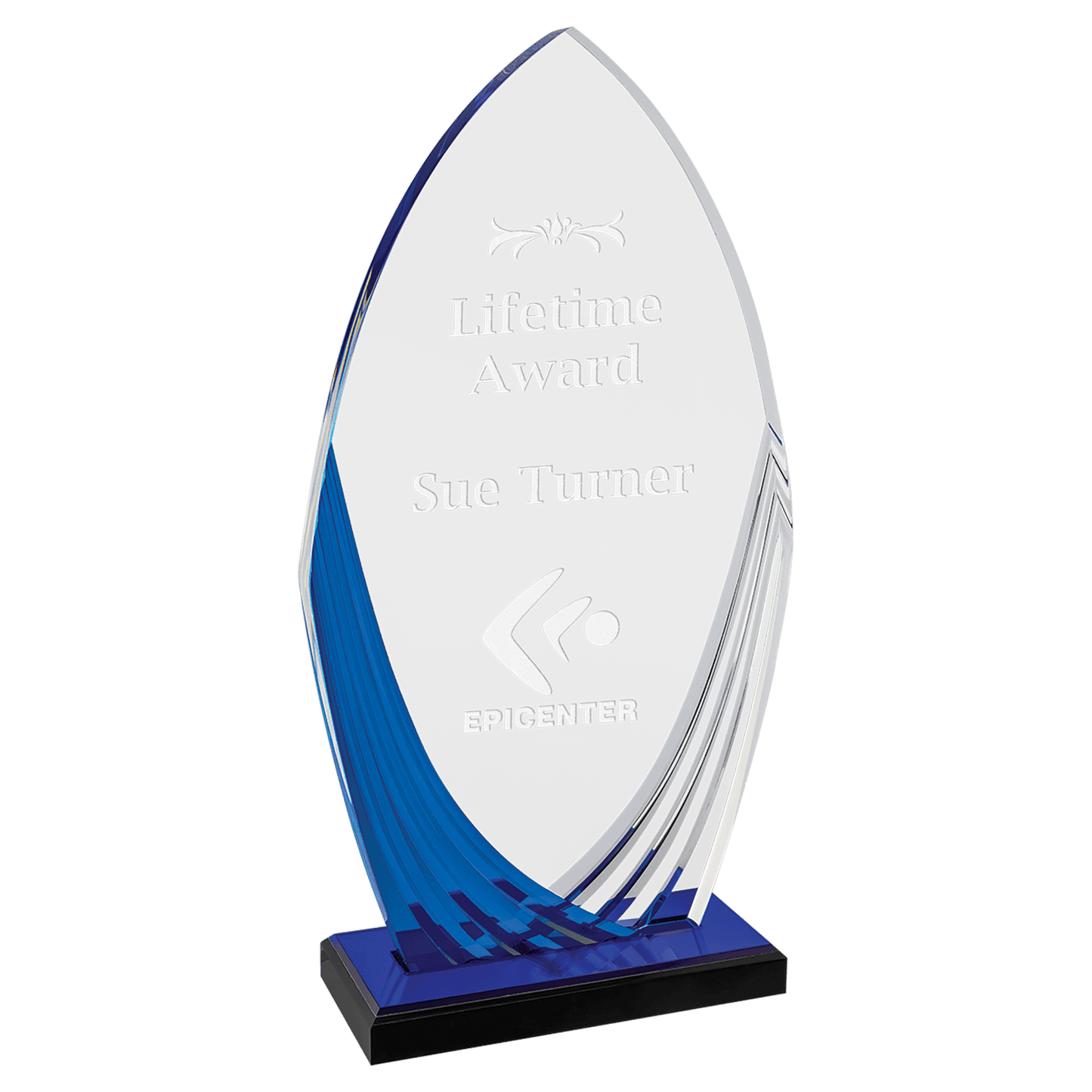 Tidal Series Acrylic Award with Printed Accent - 5¼" x 9¾" - Blue