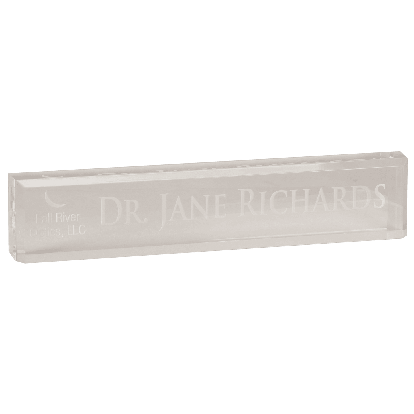 Clear acrylic desk wedge name plate