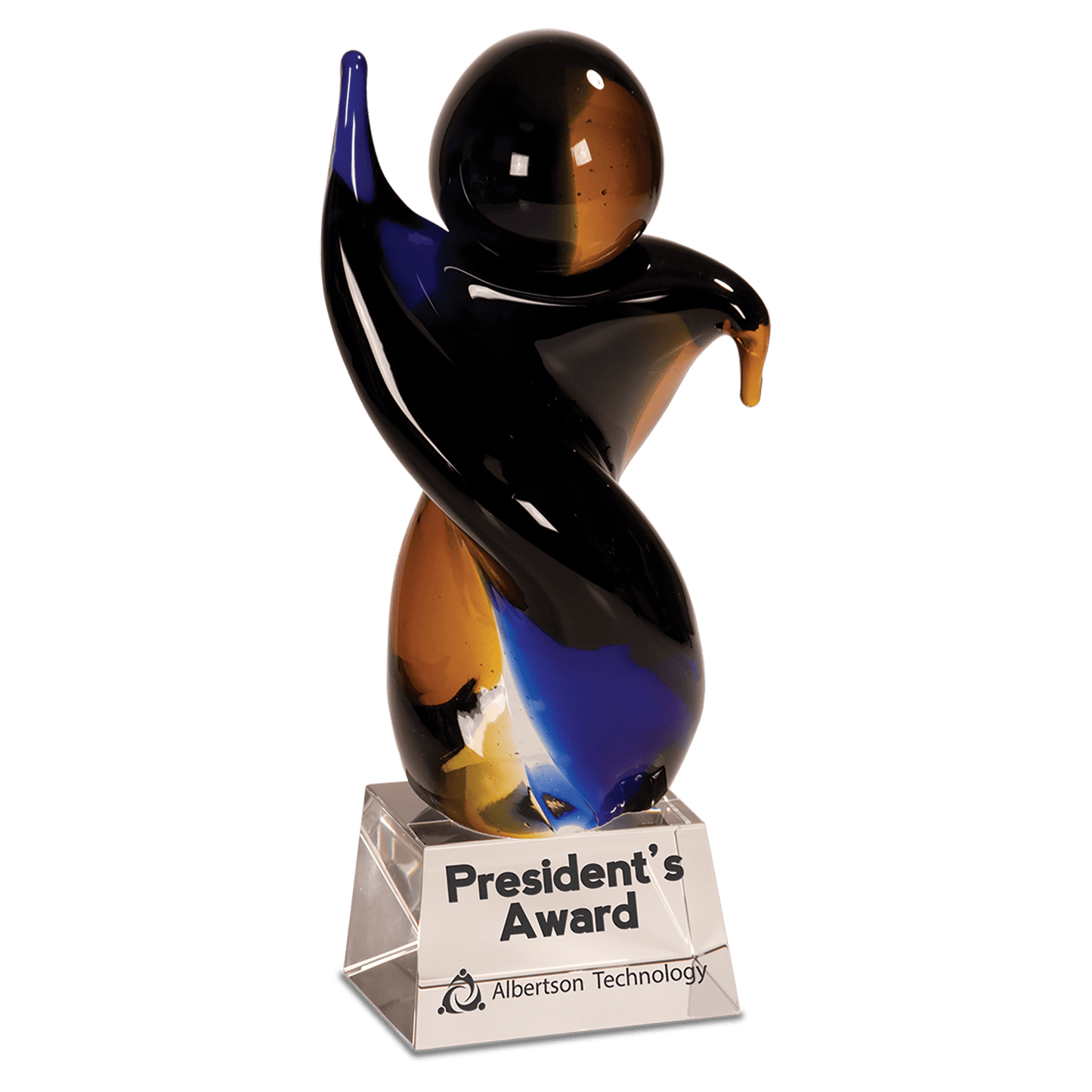 9 1/2" Twisted Body Art Glass, hand-blown glass award