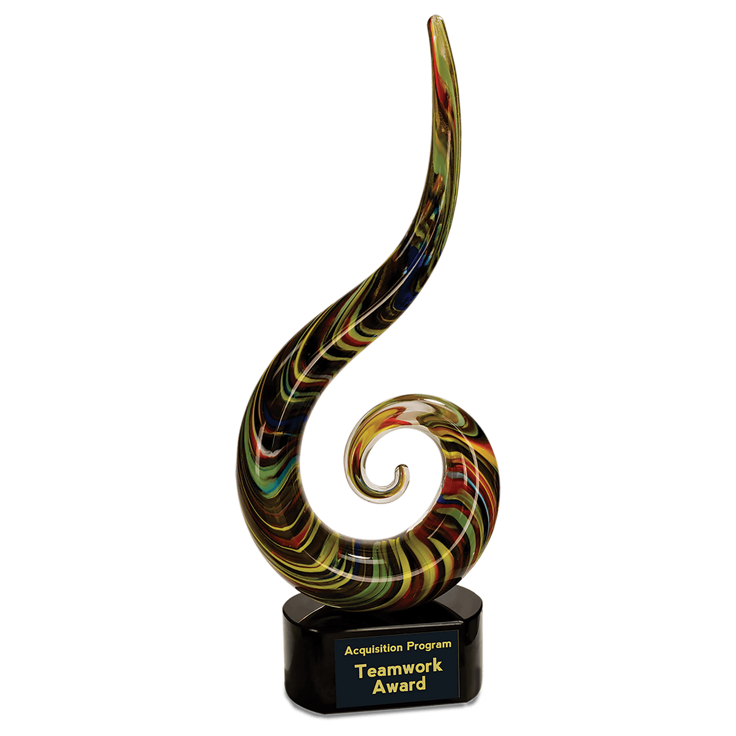 15 1/2" Color Swoop Art Glass, hand-blown glass award