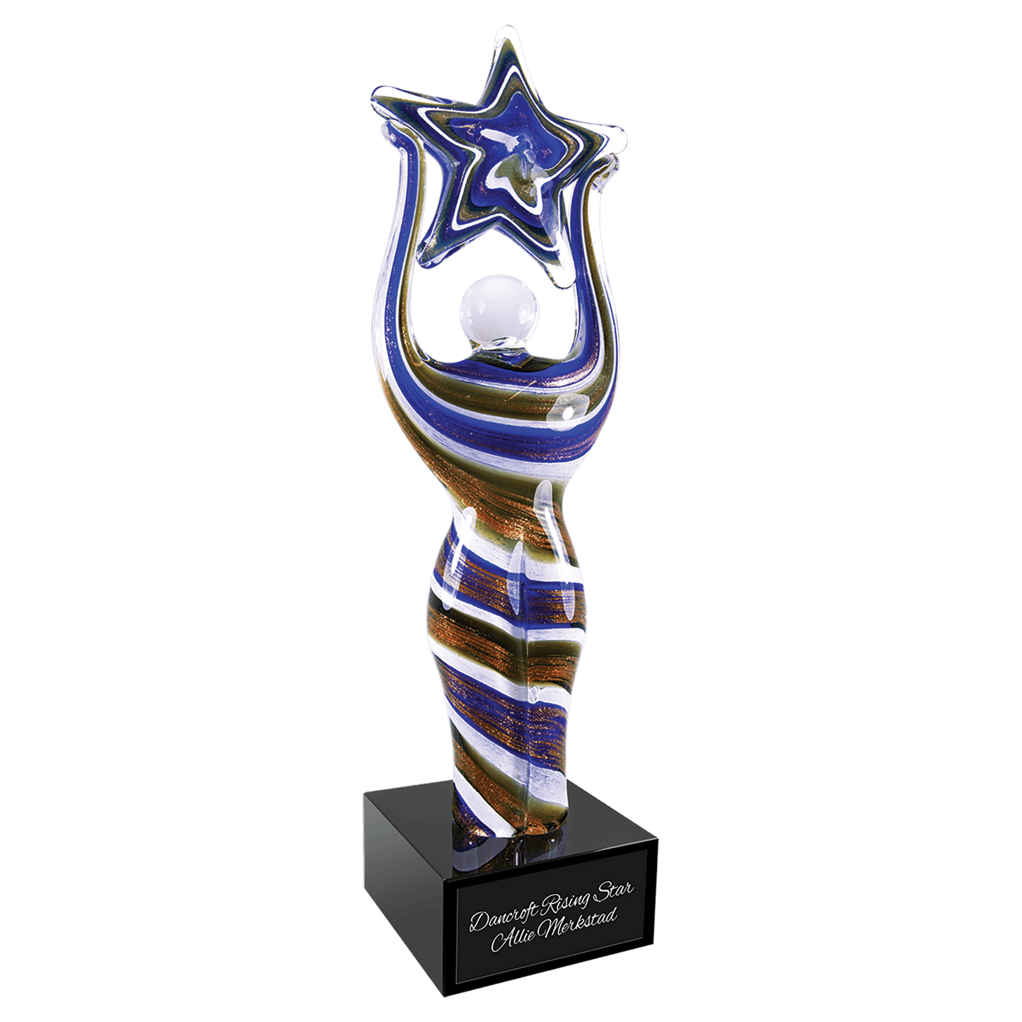 12" Star Figure Art Glass, hand-blown glass award