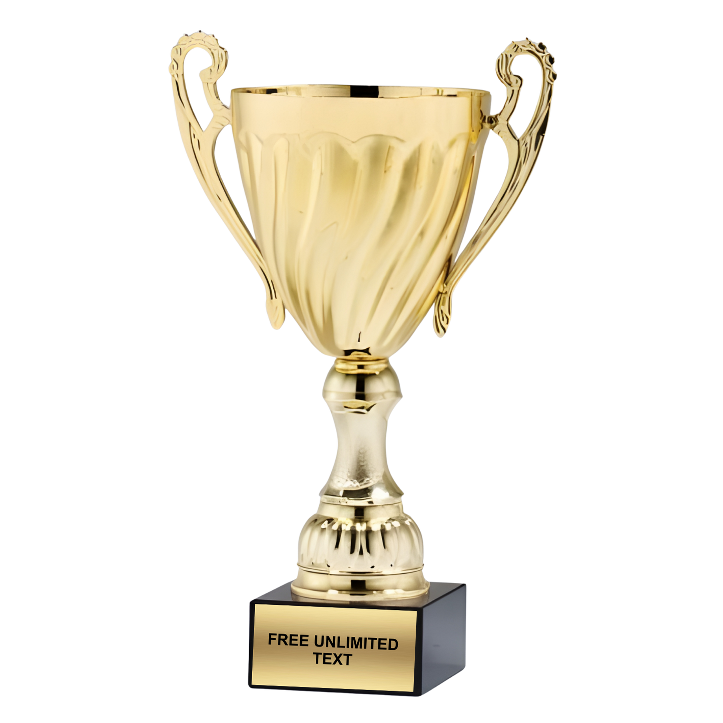 Gold Trophy Cup on Black Marble base with Gold Plate