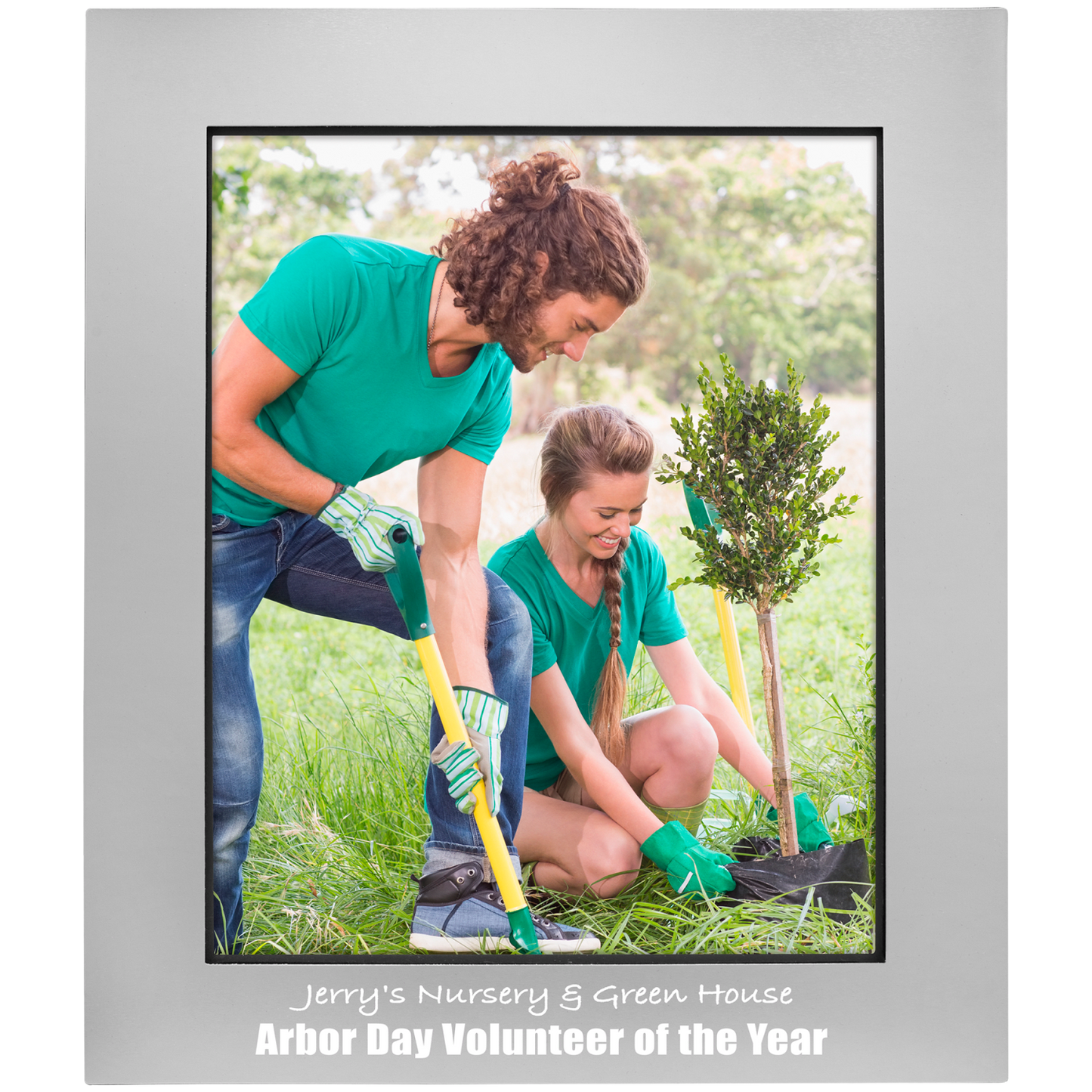 Personalized gray anodized aluminum photo frame, custom engraved – 8 x 10 inch