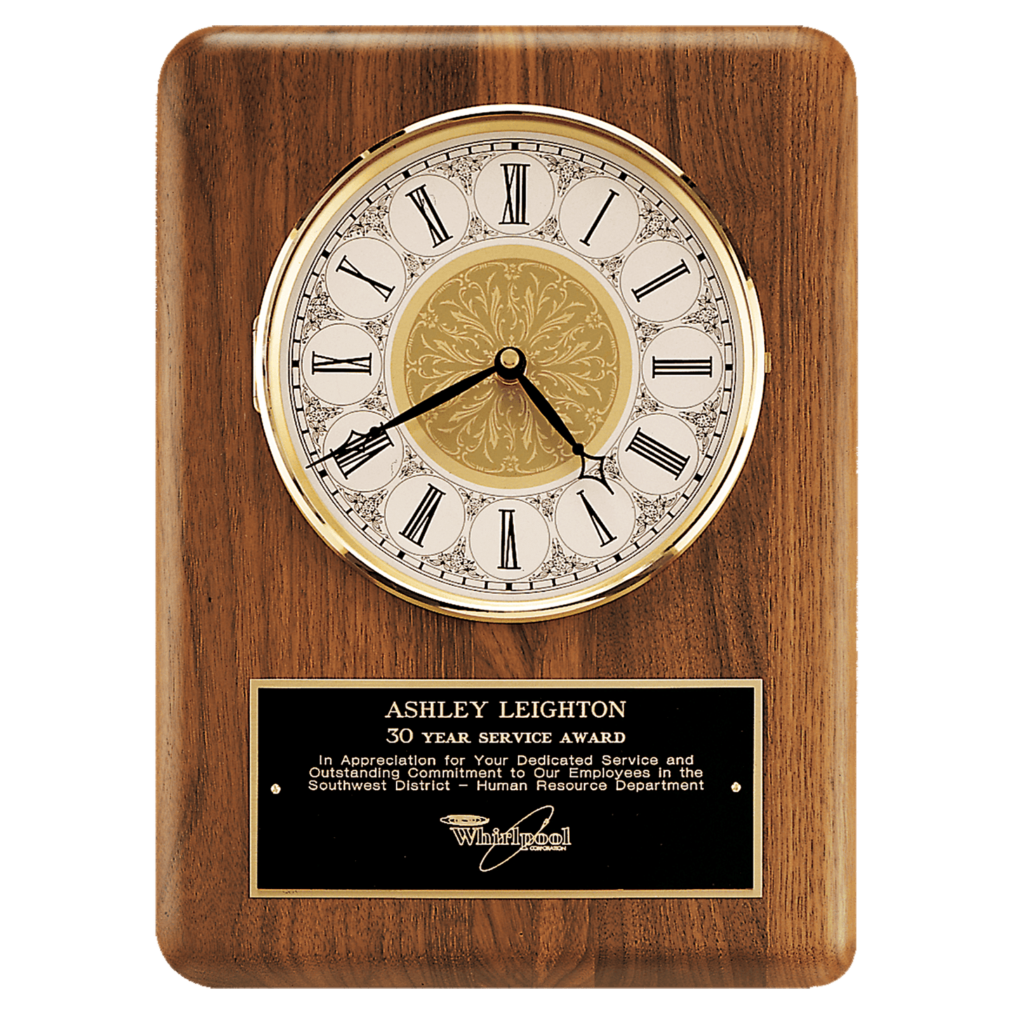 Solid brass diamond spun bezel wall clock with glass lens and ivory dial