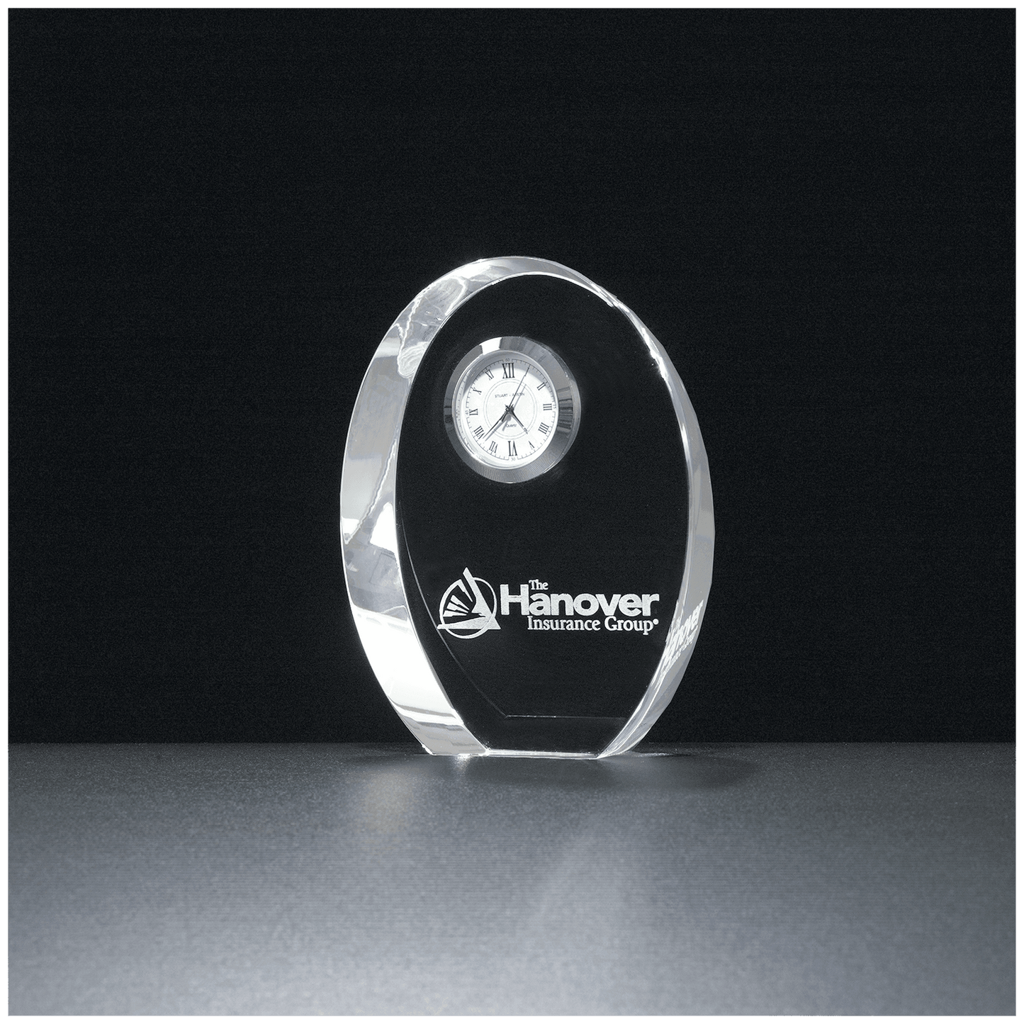 1 1/4 inch thick beveled crystal desk clock