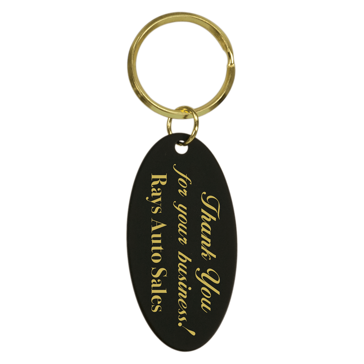 Personalized black brass oval keychain