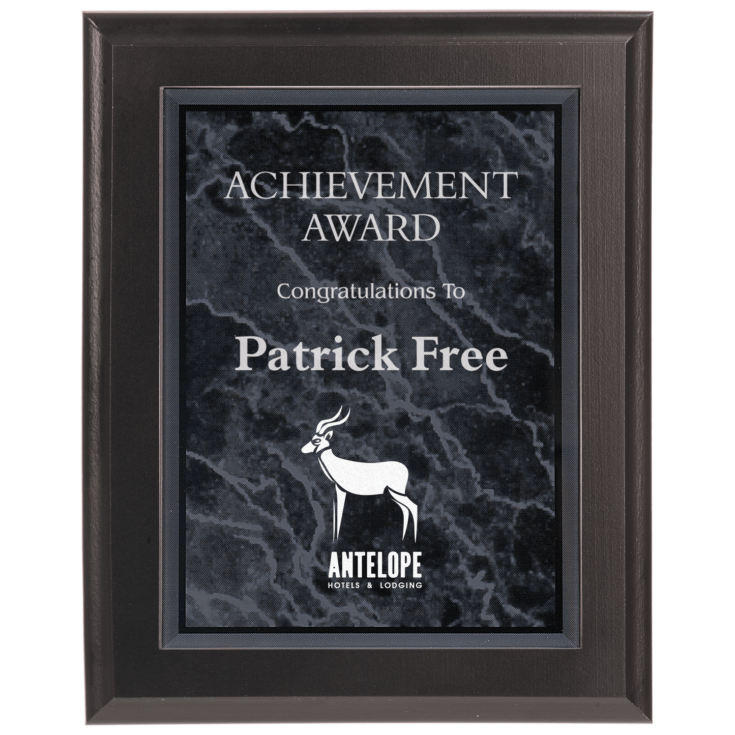 Small Solid Matte Black Plaque with Black Marble Acrylic Plate