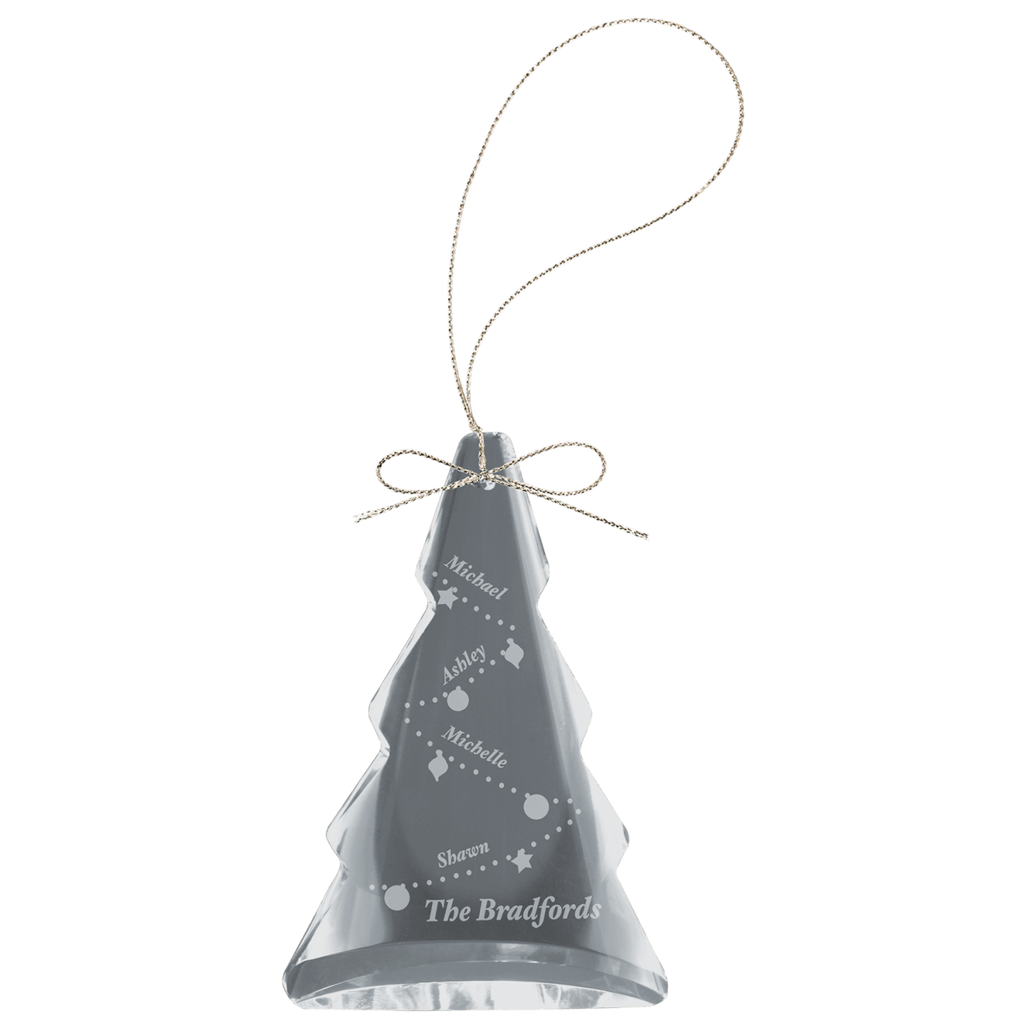 Personalized crystal tree ornament, custom engraved