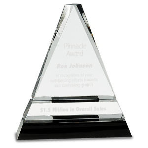 Clear Crystal Triangle on Black Crystal Pedestal Base