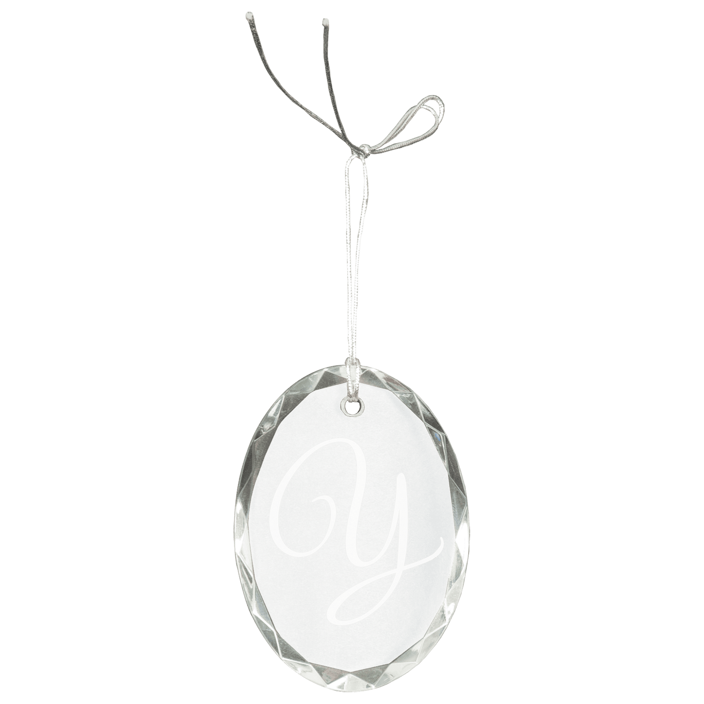 Crystal oval ornament with engraving