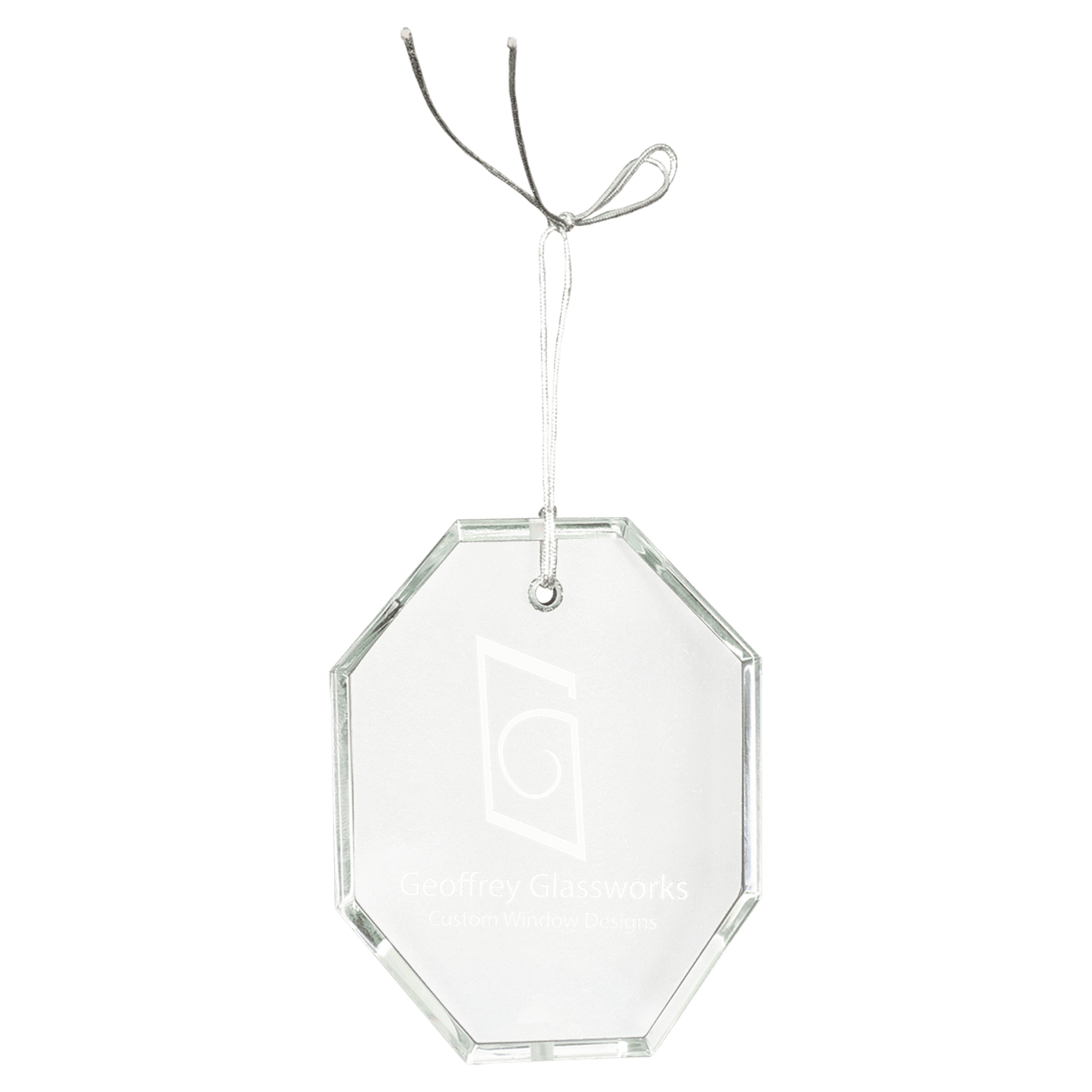Personalized crystal octagon ornament, custom engraved