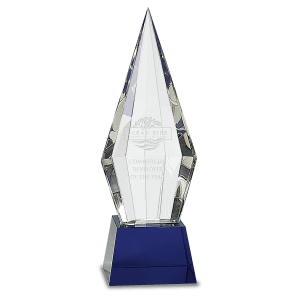 Obelisk Facet Crystal on Blue Pedestal Base