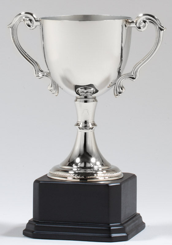 Nickel Plated Scroll Handle Cup Trophy – engravable award