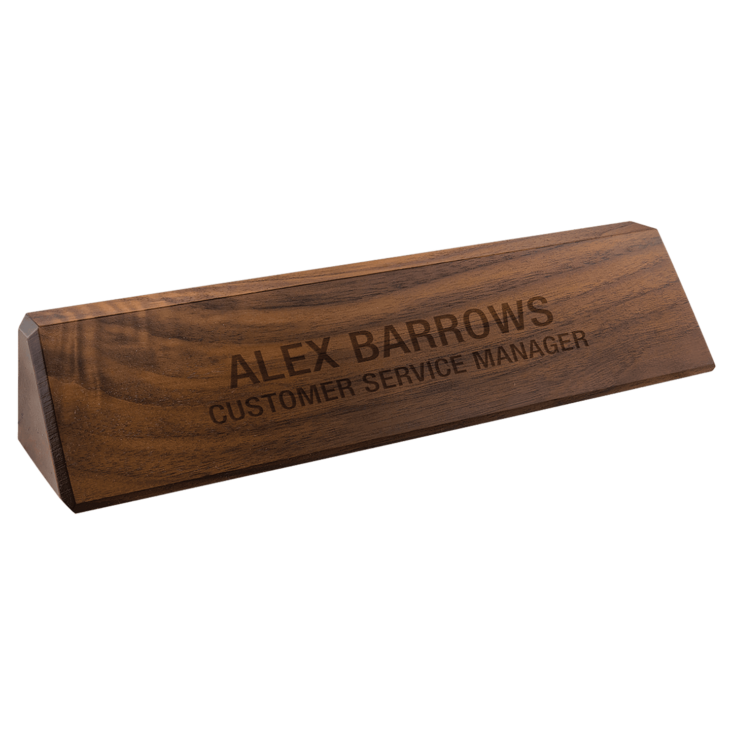 Genuine walnut desk wedge name plate