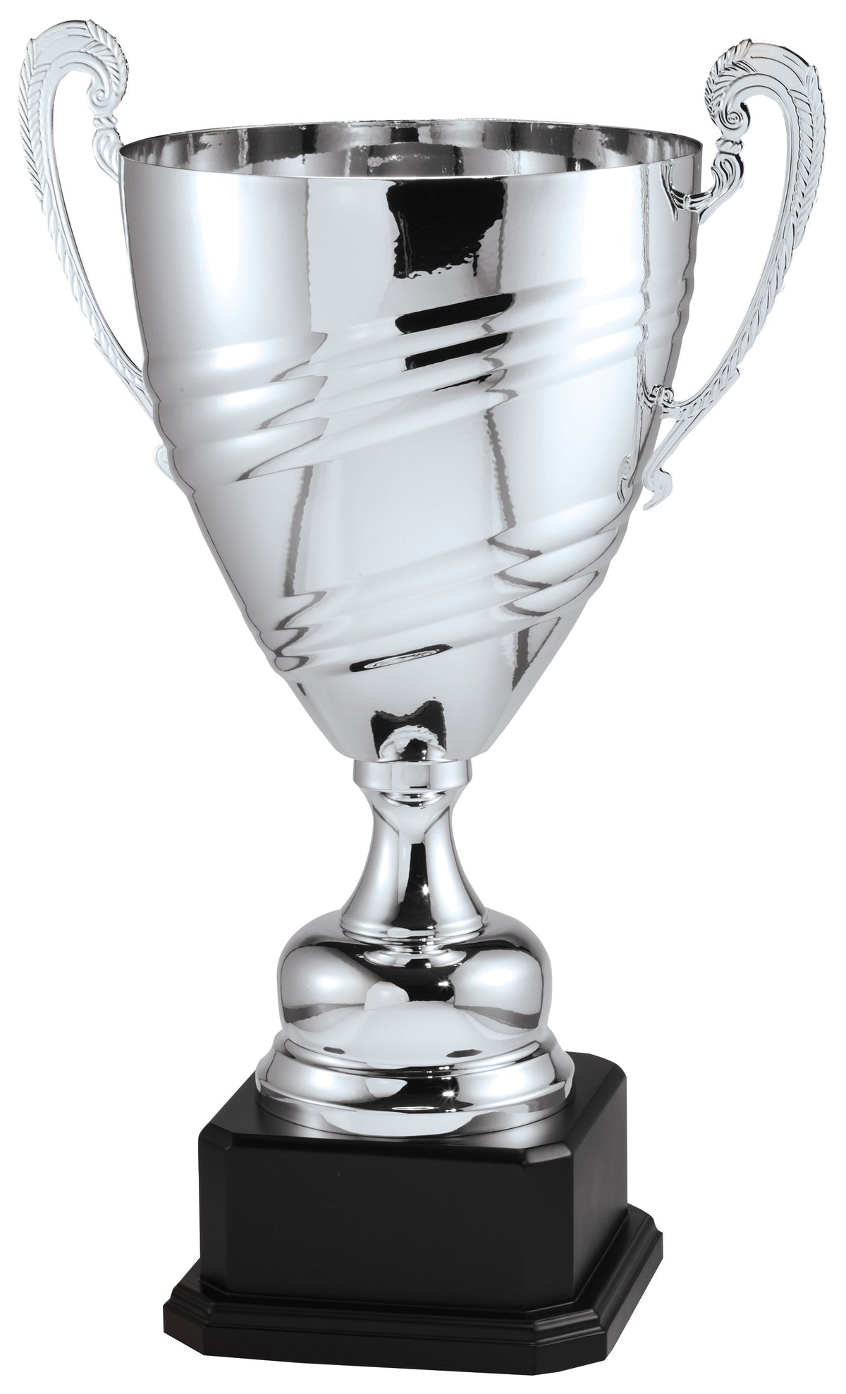 Italian Swirl Cup Trophy on Ebony Base – Silver