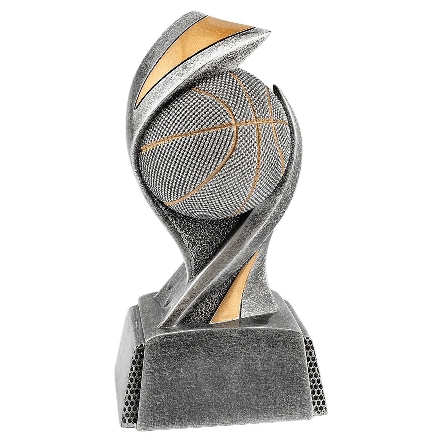 Basketball Embrace Resin award in antique silver and gold