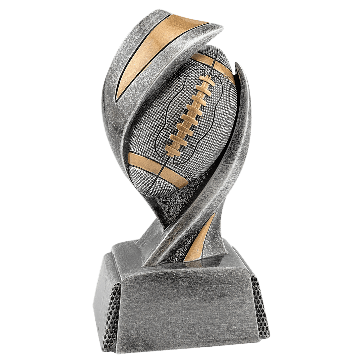Football Embrace Resin award in antique silver and gold