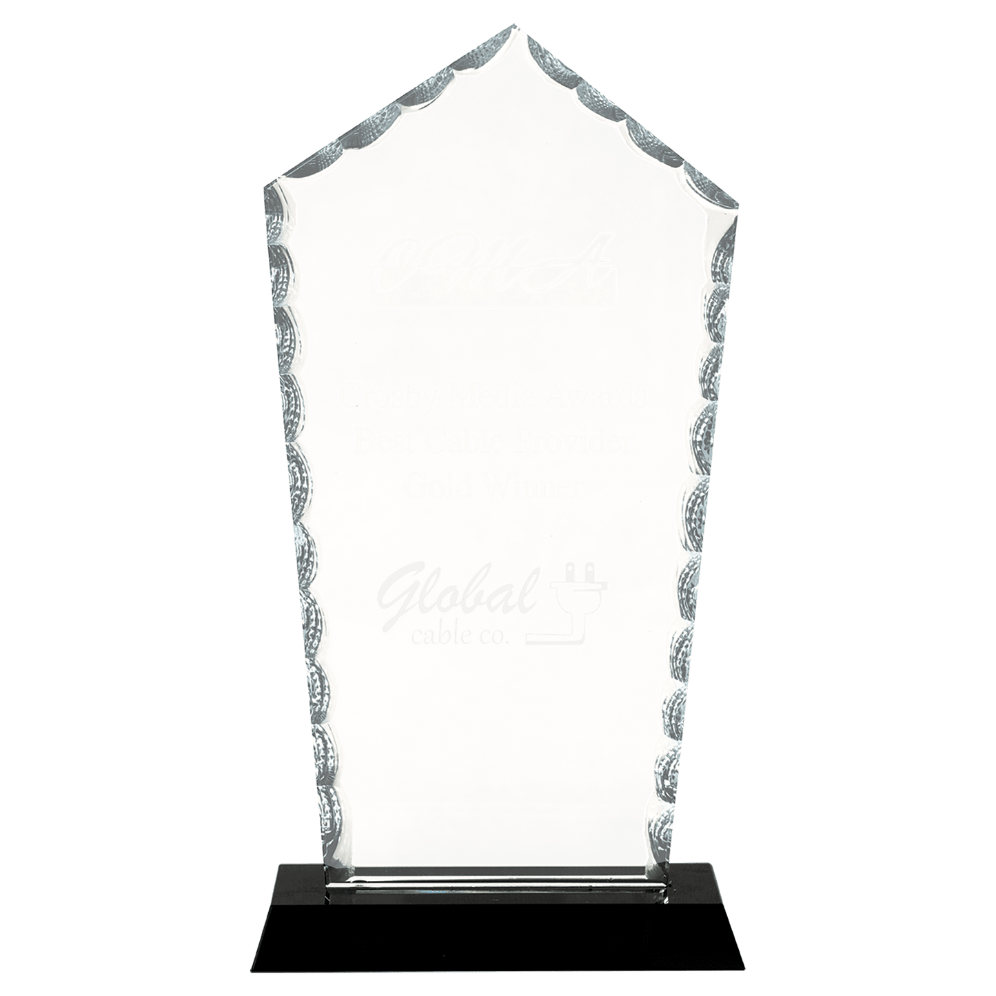 9 3/4" Diamond Facet Glass on Black Base