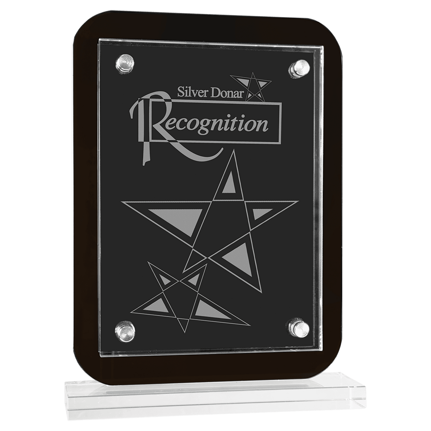7 1/2" x 10" Black Floating Glass Standup Plaque