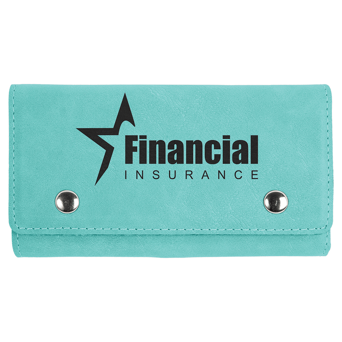 Personalized teal leatherette card and dice set