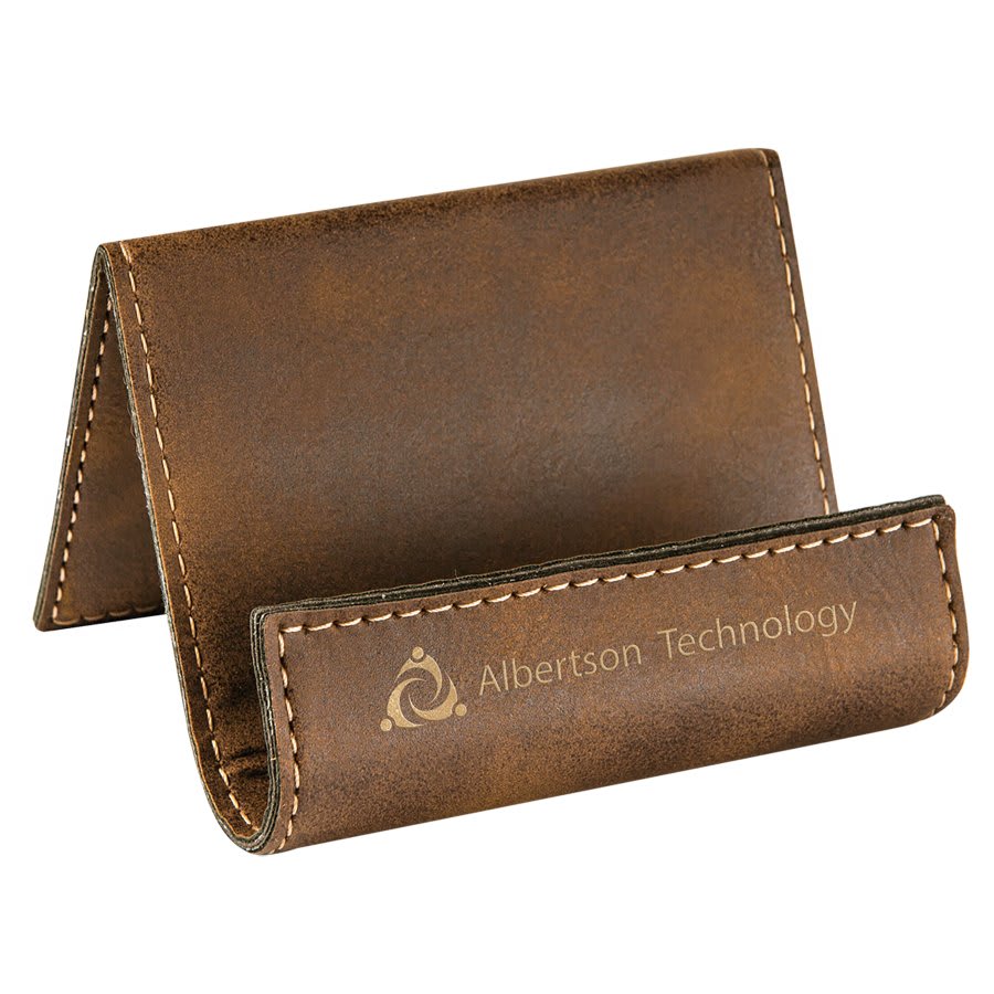 Rustic/Gold Leatherette Card Holder Easel