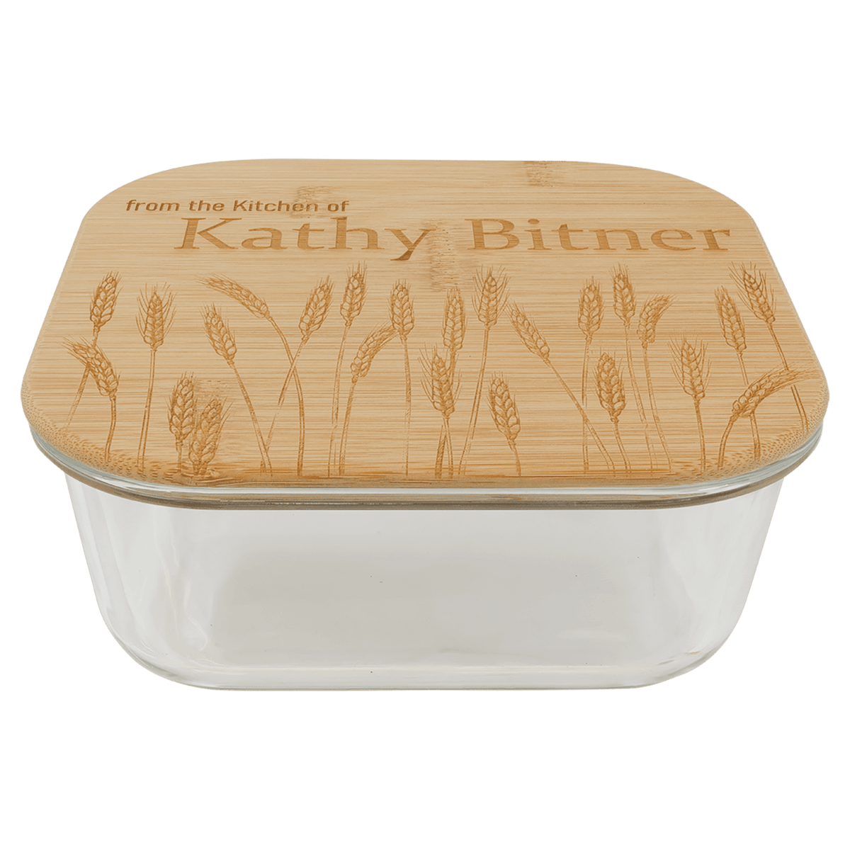 37 oz. personalized square glass container with bamboo lid