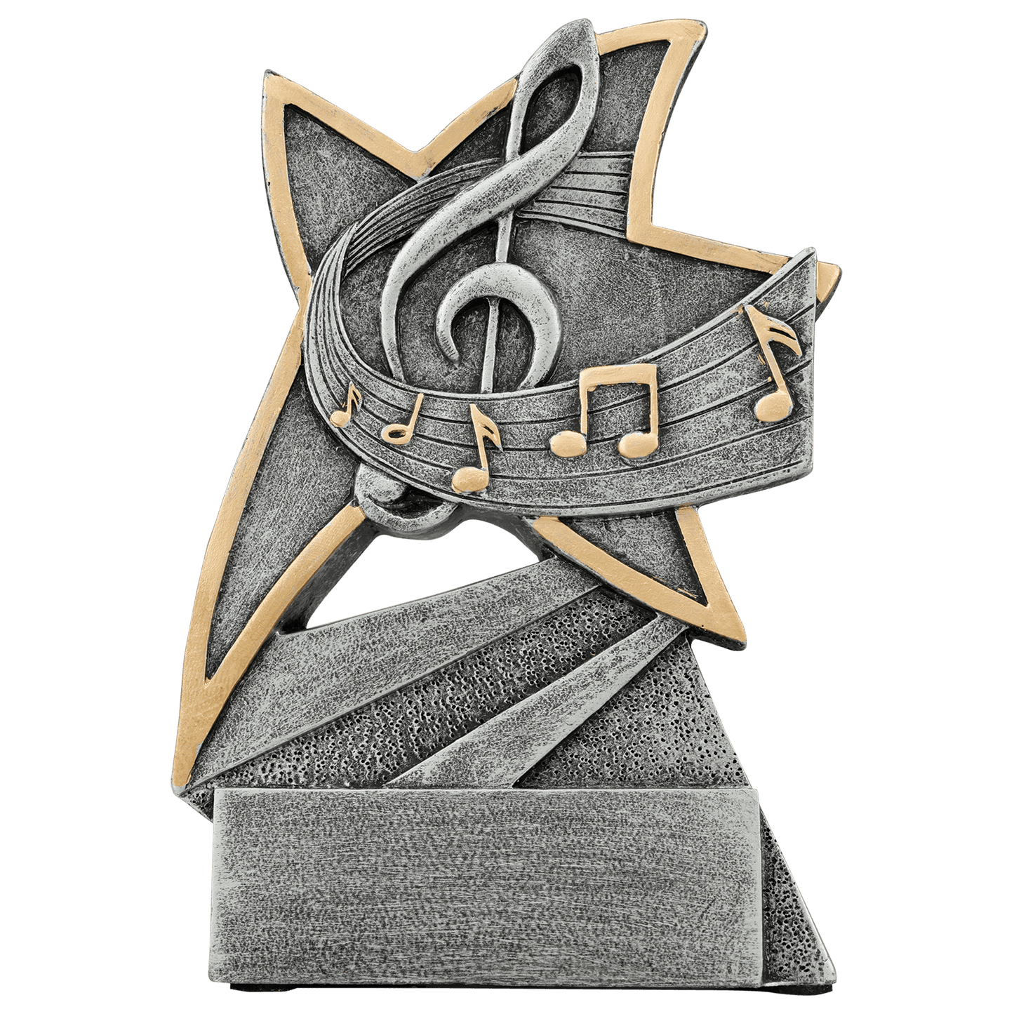 Music Jazz Star Resin award, 5.5 inch full-color antique silver and gold
