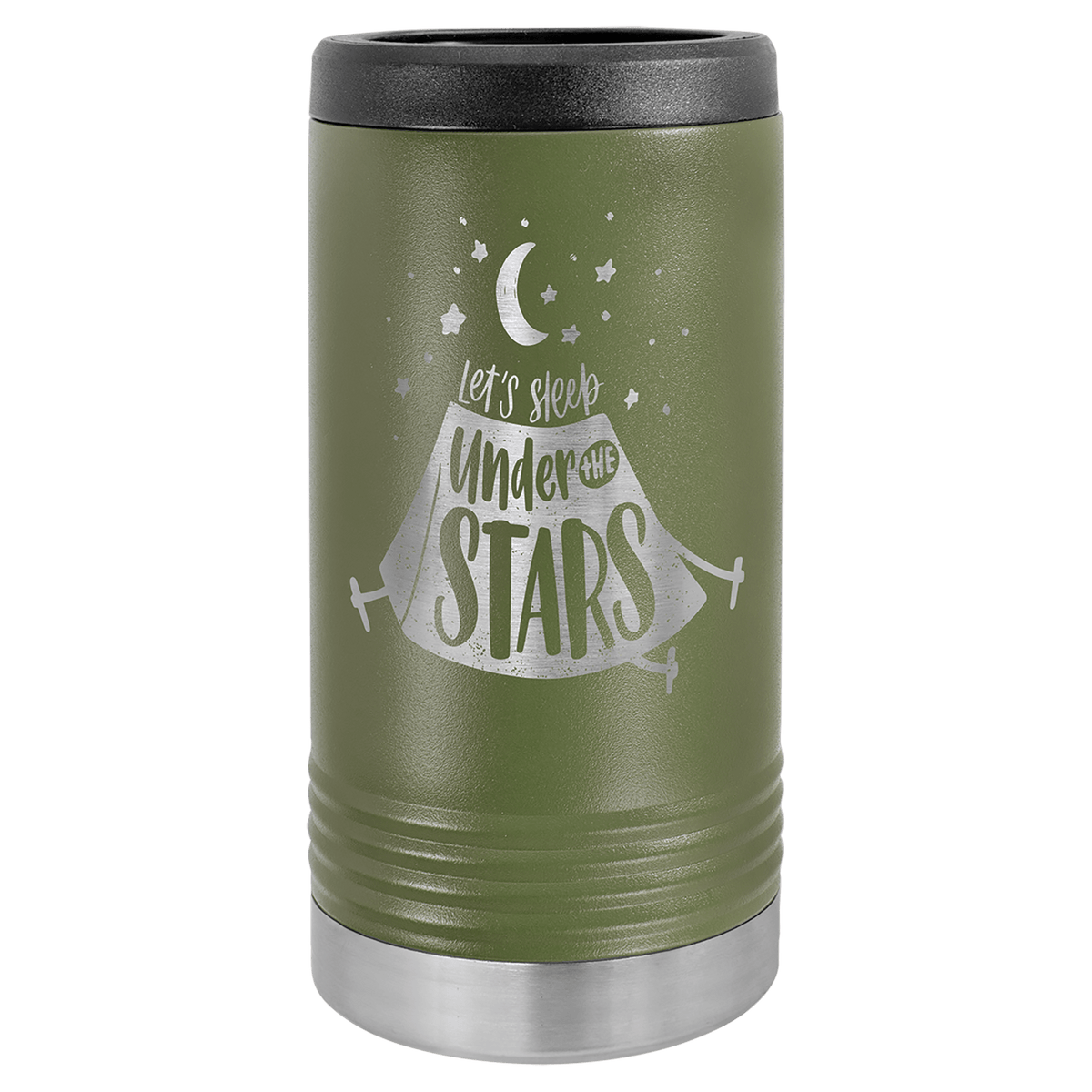 Personalized insulated slim can cooler in olive green