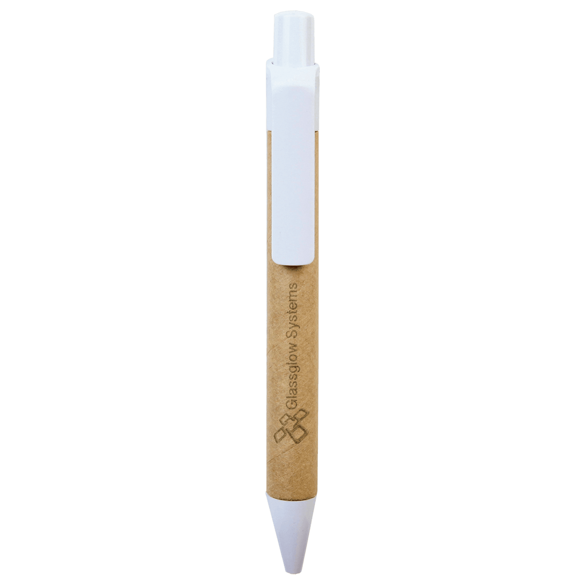 Personalized recycled paper pen with white trim