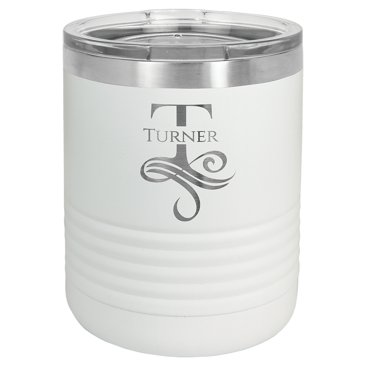 Personalized 10 oz insulated ringneck tumbler in white