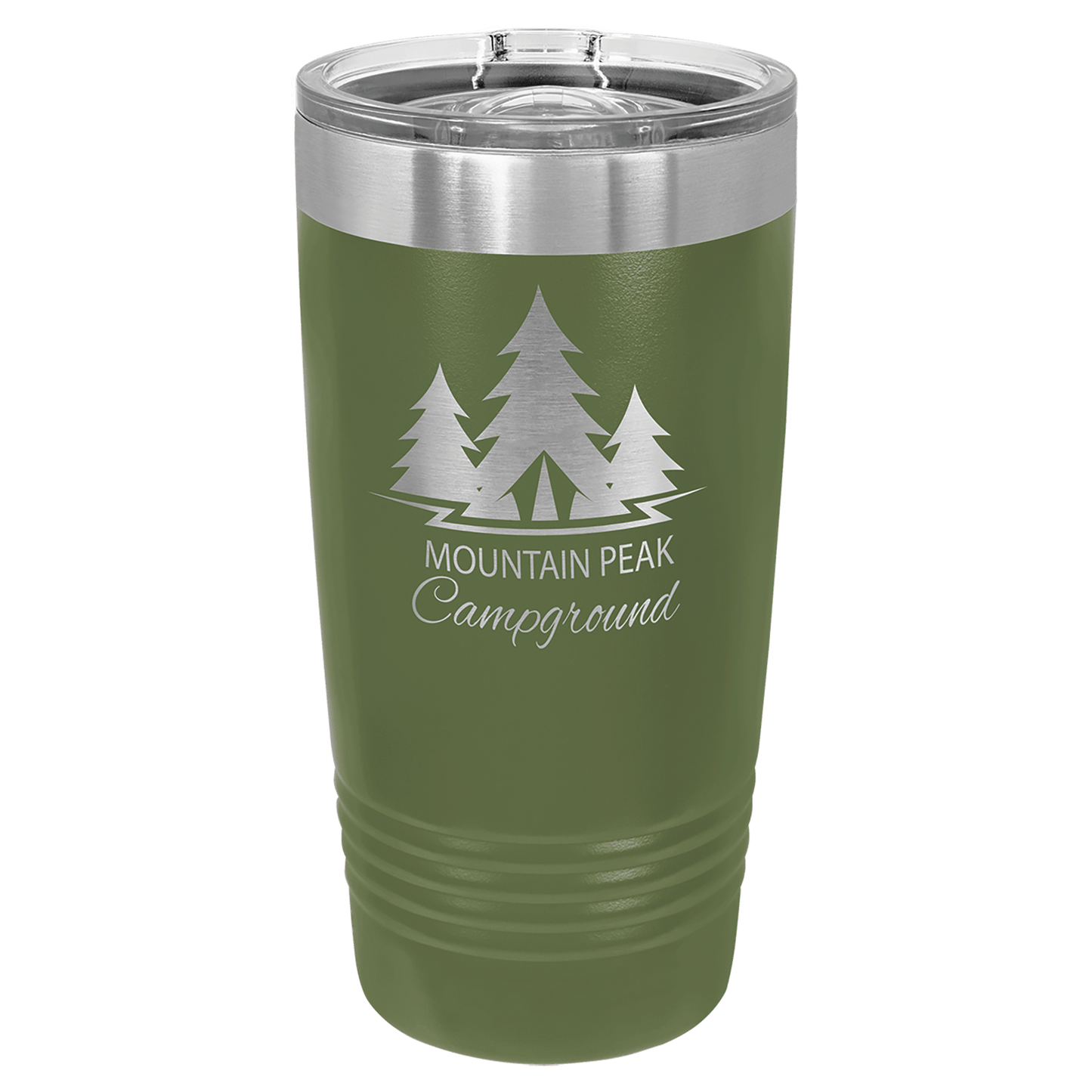 Olive Green 20 oz stainless steel ringneck tumbler with slider lid