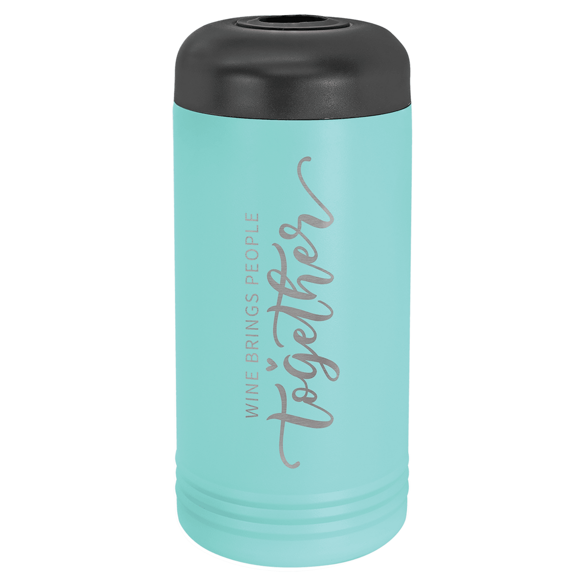 Personalized insulated wine bottle chiller in teal