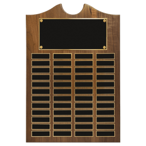 American Walnut Perpetual Plaque 48 Laser Black Brass Plates