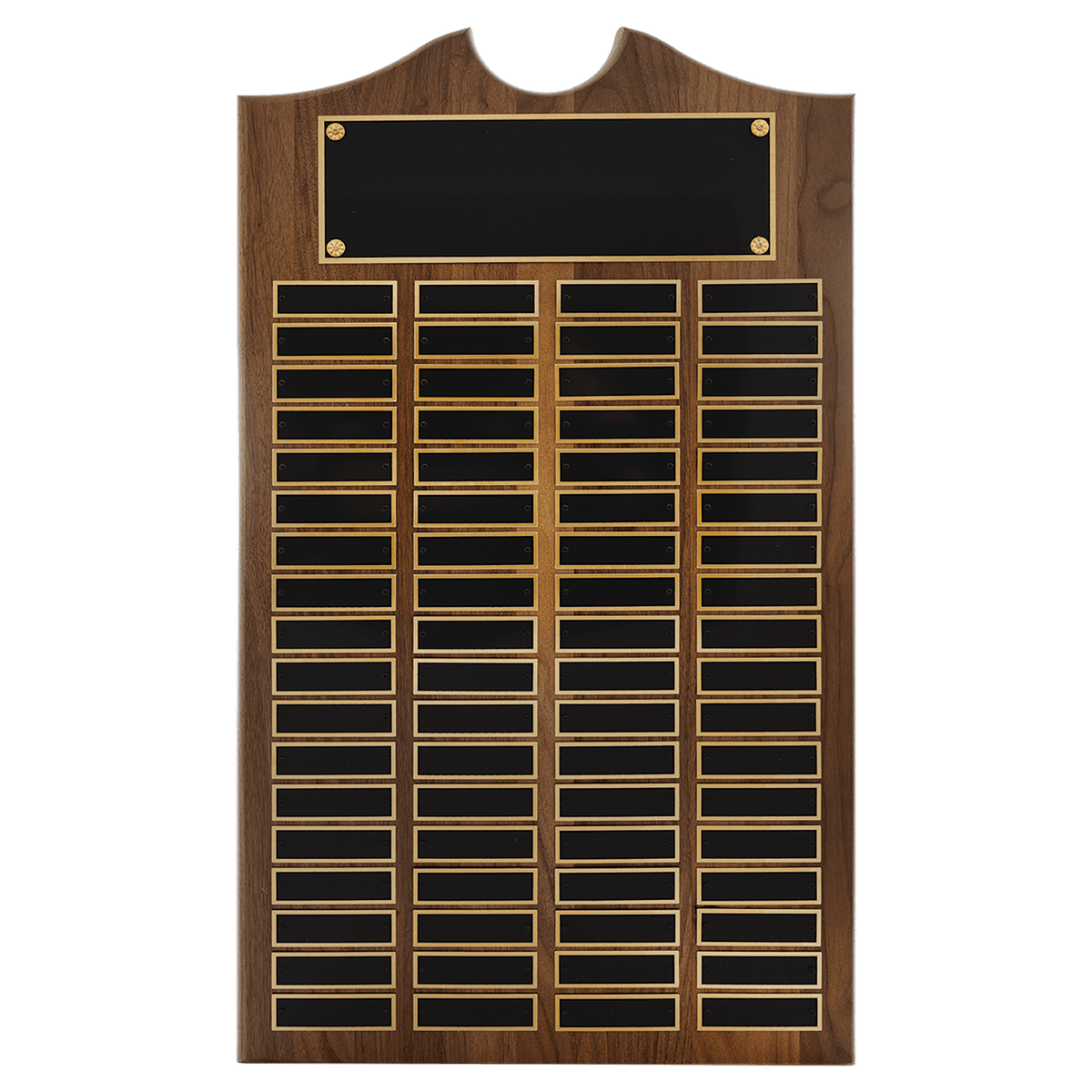 American Walnut Perpetual Plaque - 72 Laser Black Brass Plates