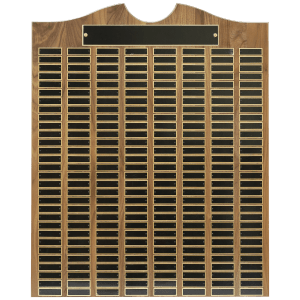 American Walnut Perpetual Plaque 240 Laser Black Brass Plates