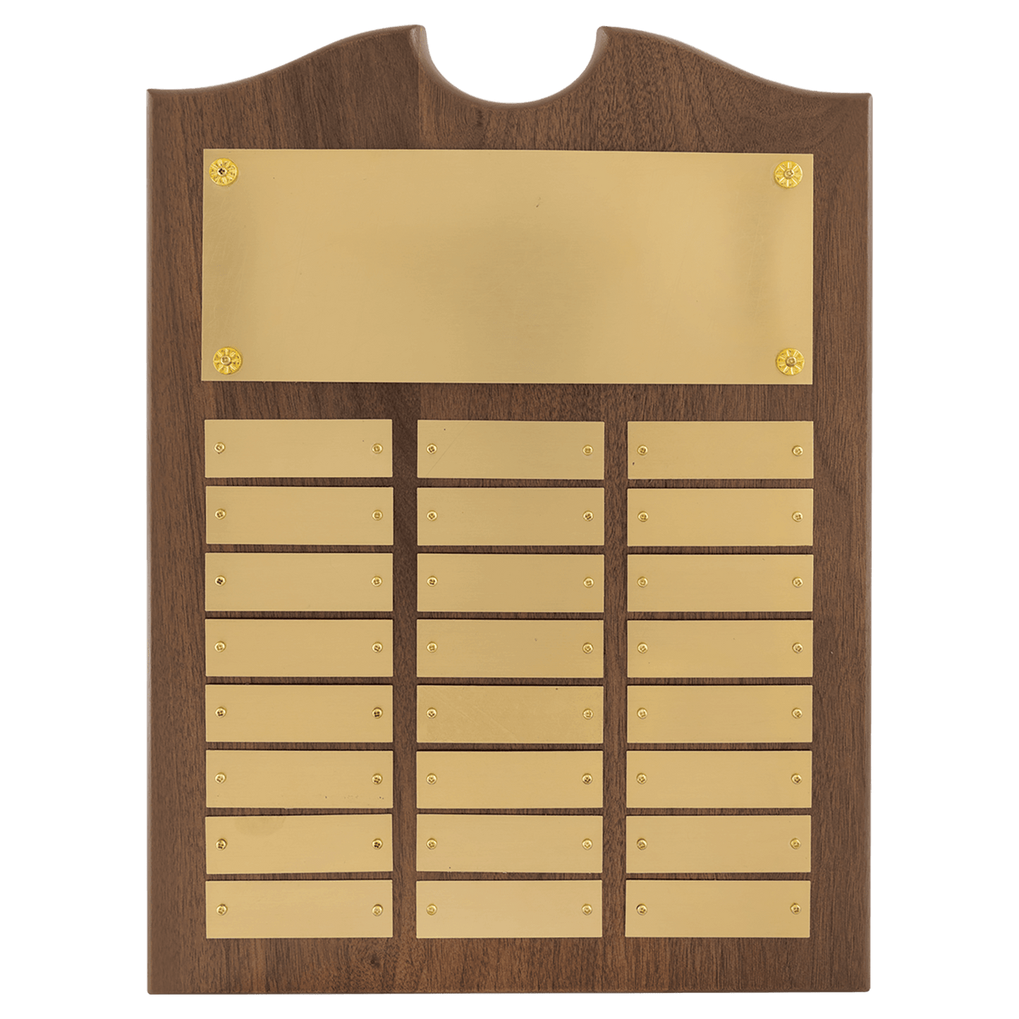 American Walnut Perpetual Plaque - 24 Brushed Brass Plates