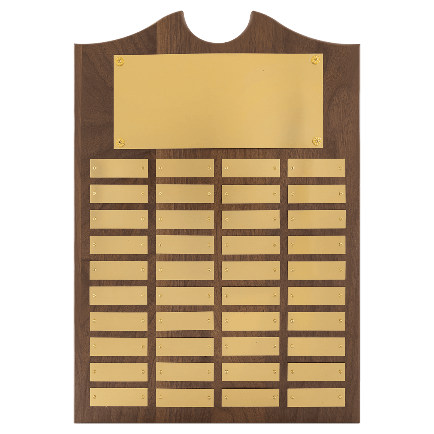American Walnut Perpetual Plaque - 40 Brushed Brass Plates