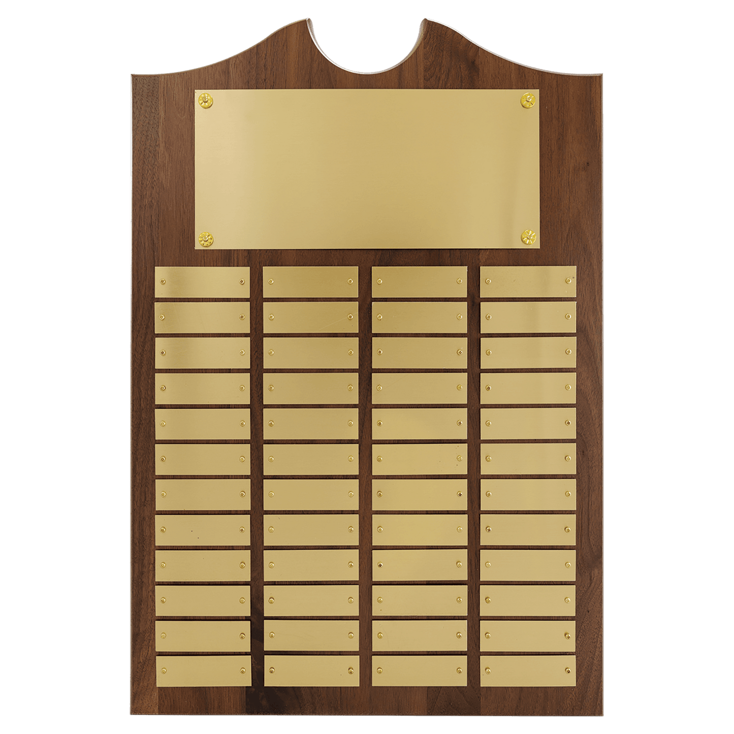American Walnut Perpetual Plaque - 48 Brushed Brass Plates