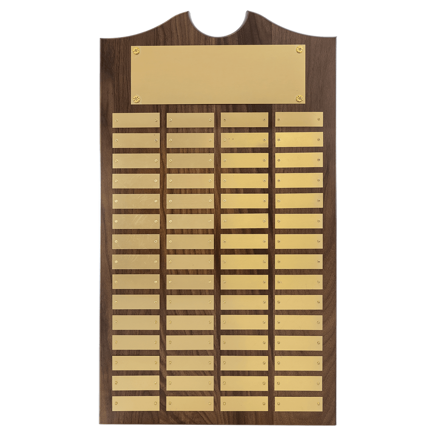 American Walnut Perpetual Plaque - 60 Brushed Brass Plates