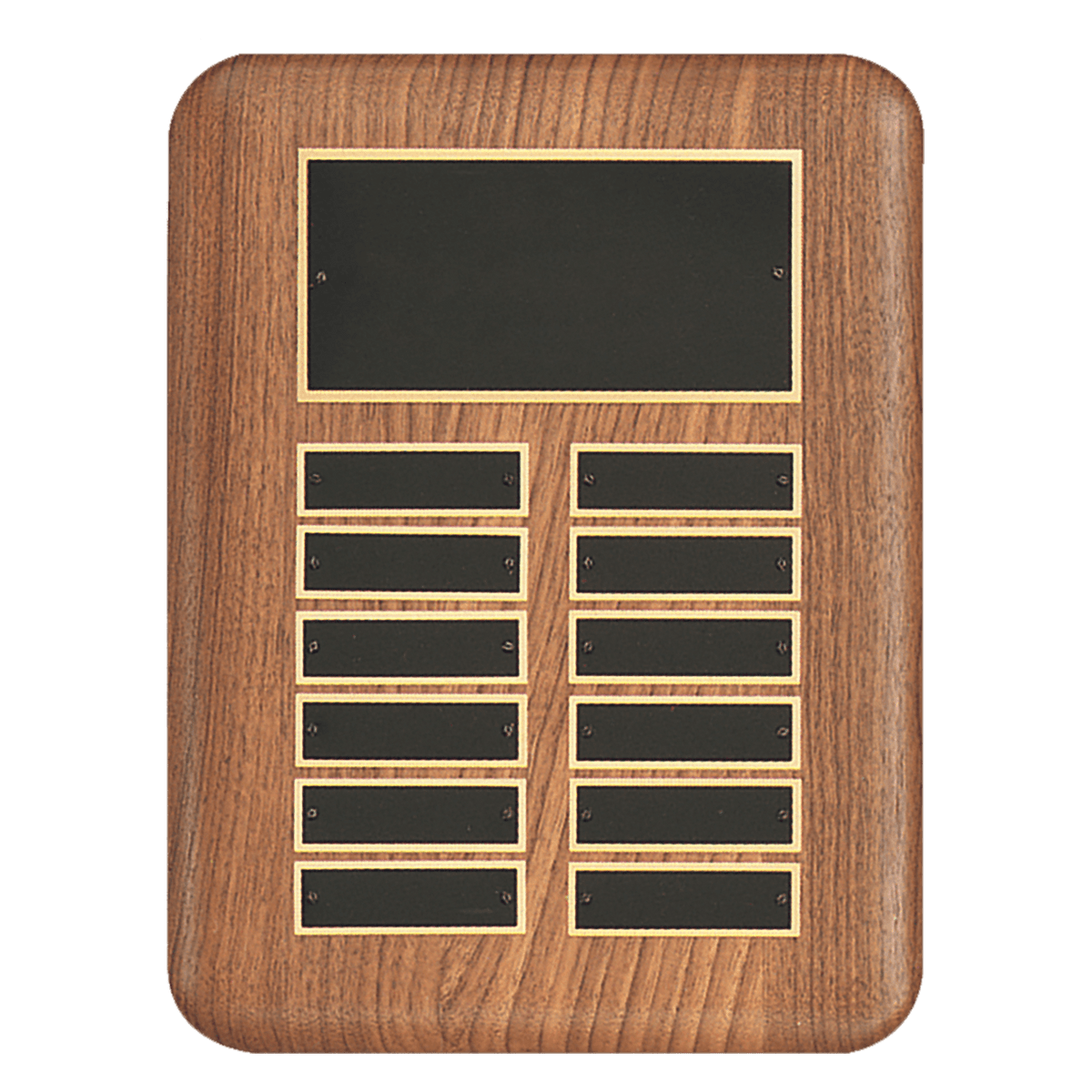 American Walnut Perpetual Plaque - 12 Plates (7/8 inch x 2 3/4 inch)