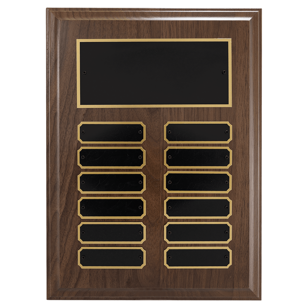 American Walnut Perpetual Plaque - 12 Plates (7/8 inch x 2 3/4 inch) II
