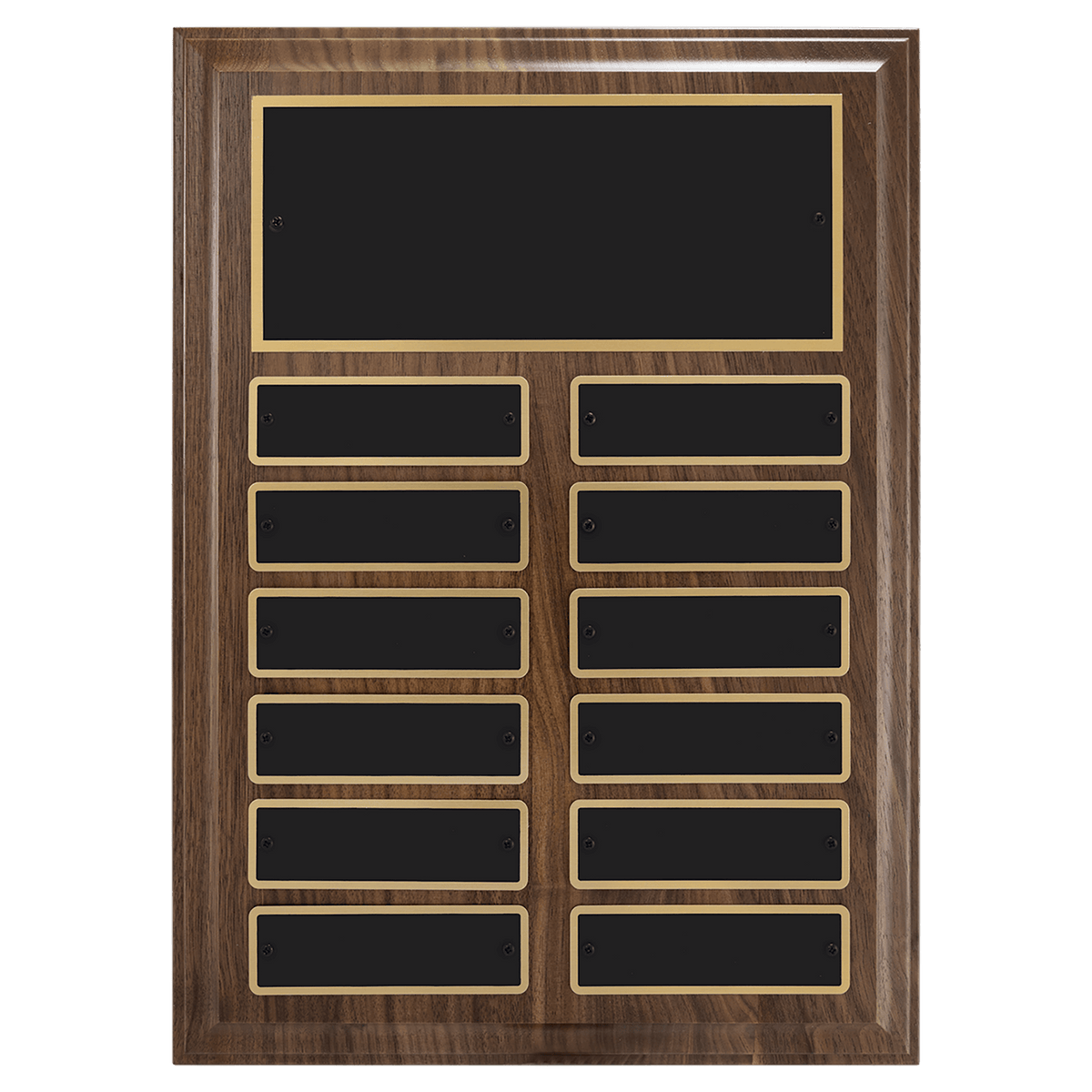 American Walnut Perpetual Plaque - 12 Plates (1 inch x 3 1/4 inch) II