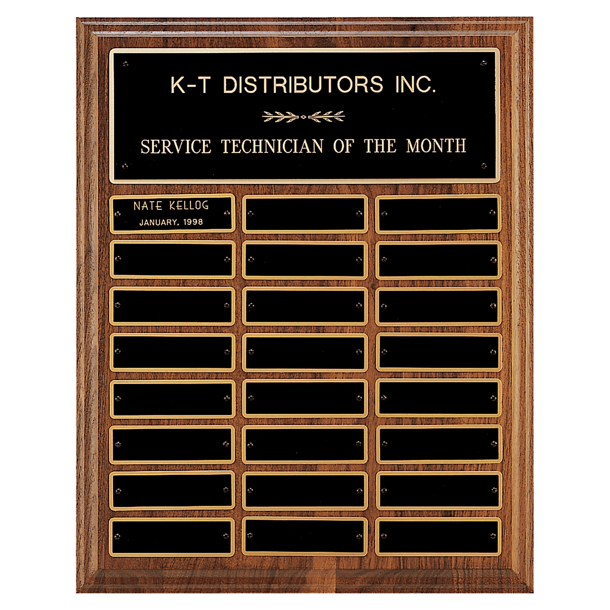 American Walnut Perpetual Plaque - 24 Plates (1 inch x 3 1/4 inch) II