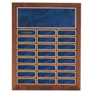 Solid Walnut Perpetual Plaque 24 Sapphire Marble Plates
