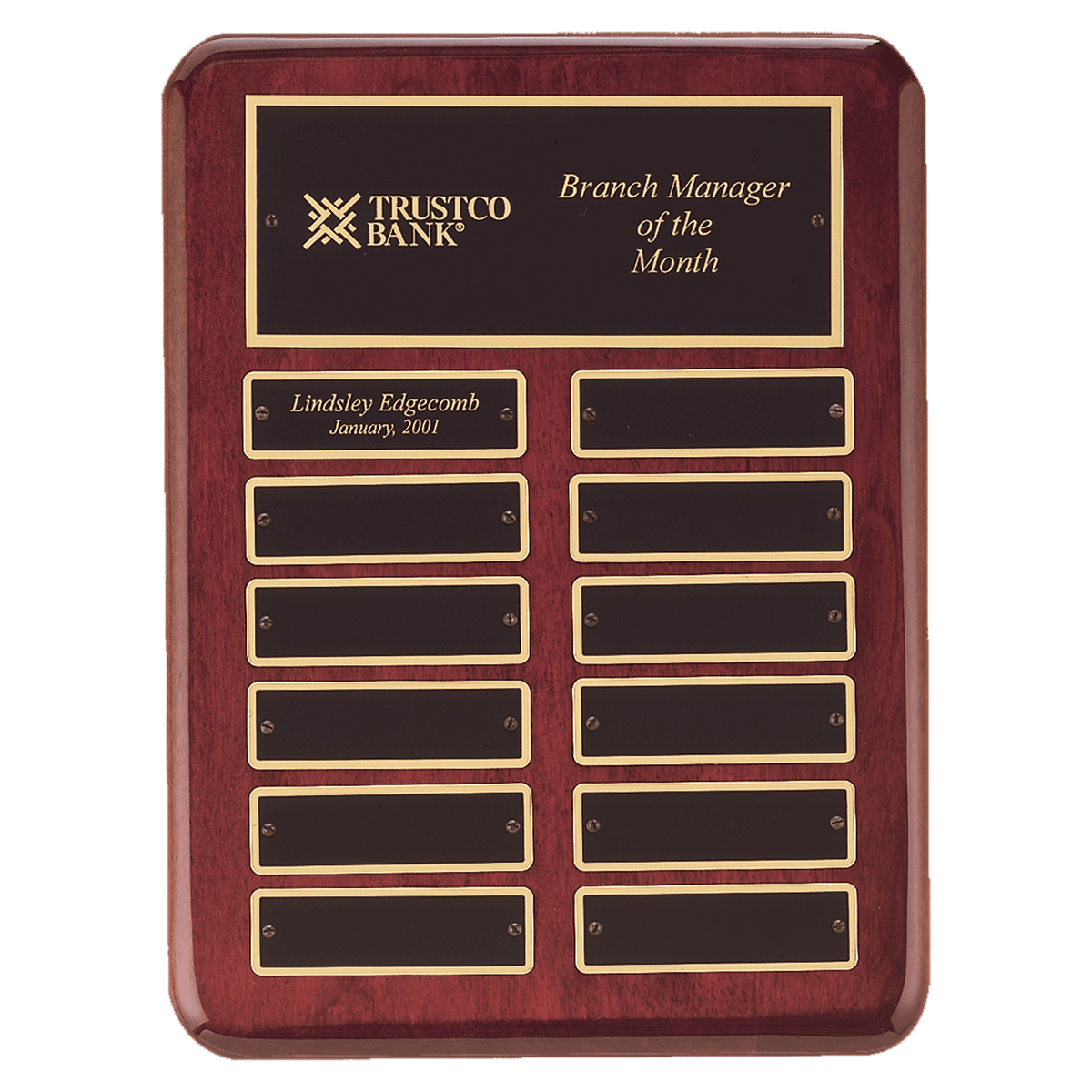 Rosewood Piano Finish Perpetual Plaque - 12 Plates (1 inch x 3 1/4 inch)